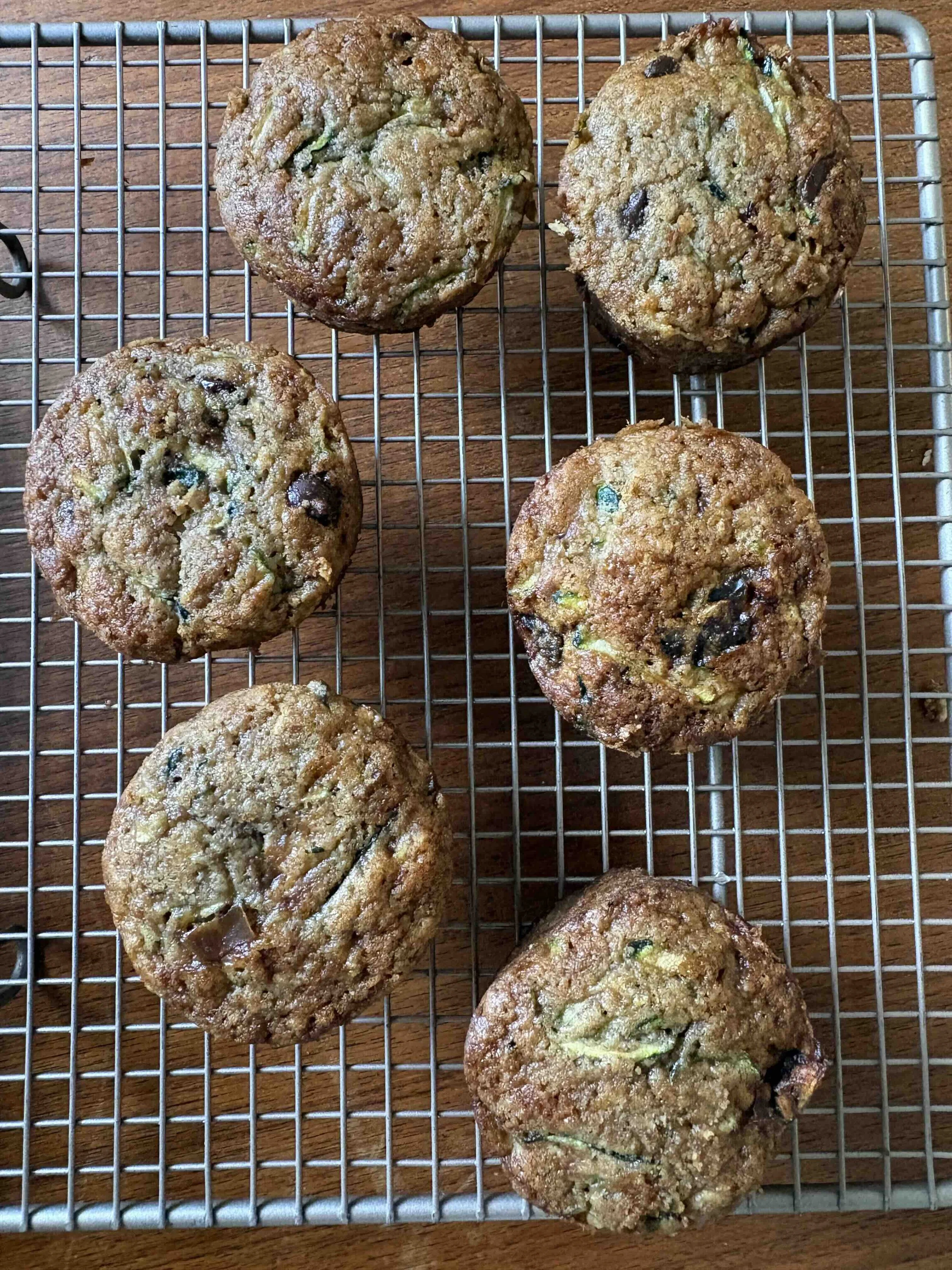 Choc-chip, zucchini and date spelt muffins