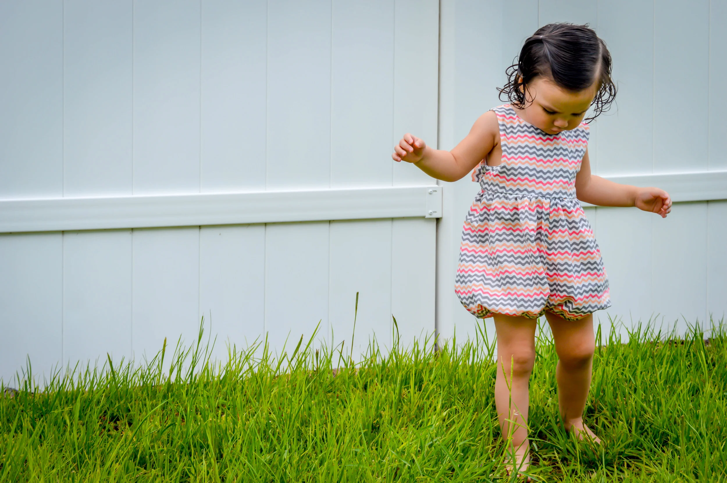 Striped Zig Zag Big Bow Romper