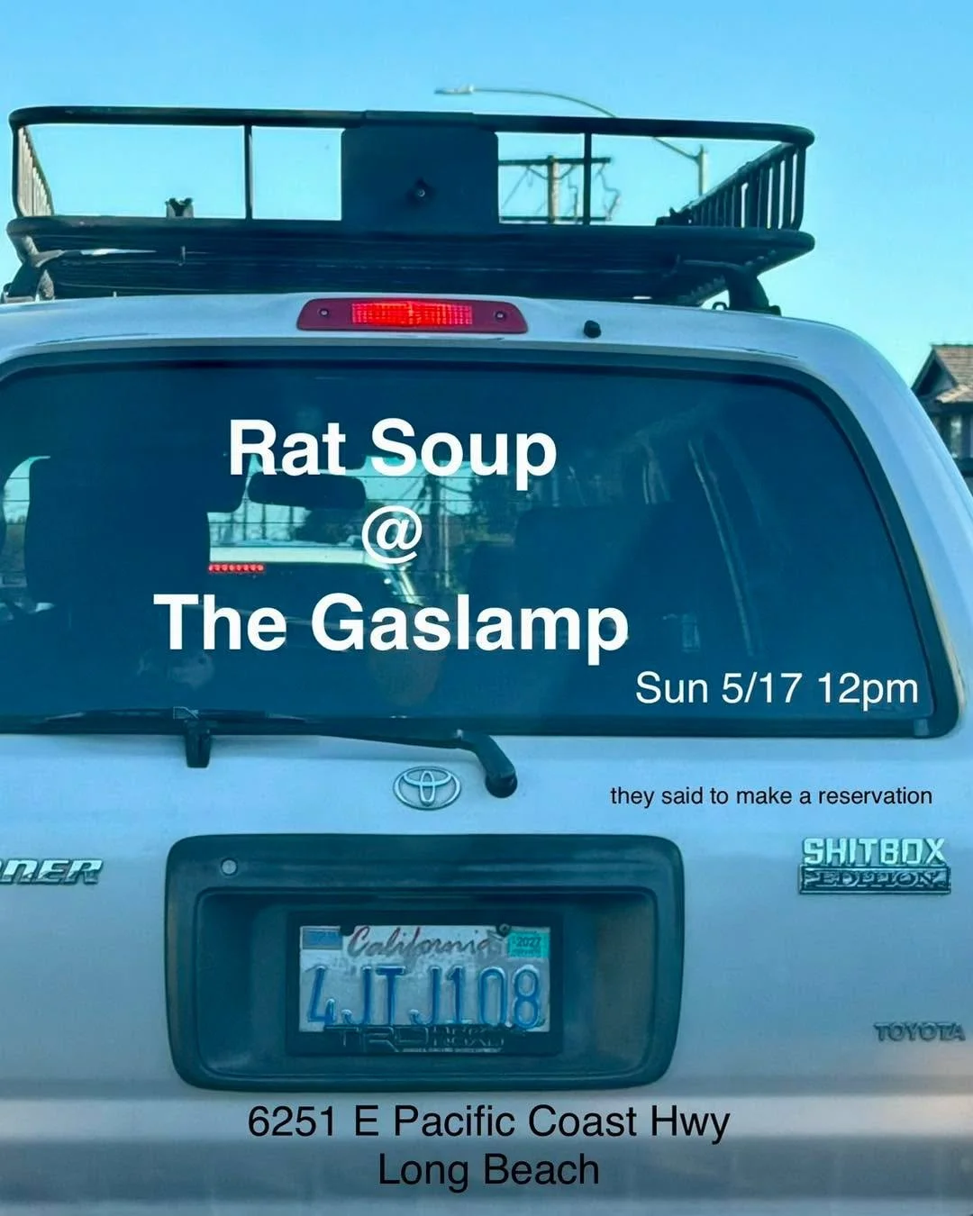 Rat Soup for Brunch? Count us in! 

The Gaslamp in Long Beach! Make a Reservation!