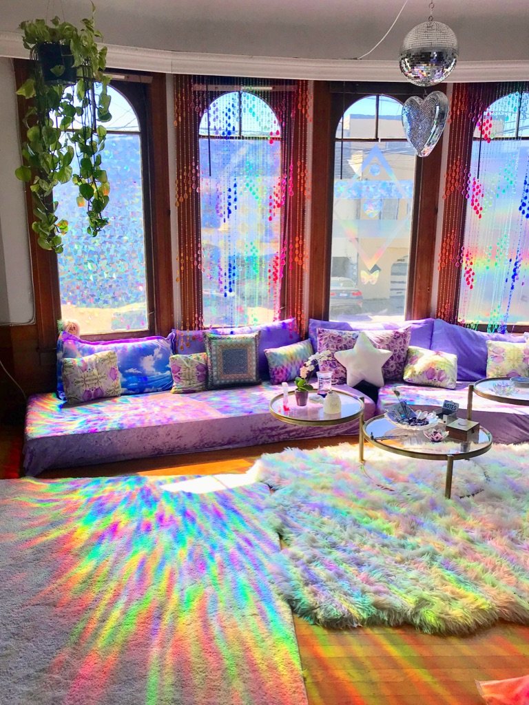 I encourage anyone to join me in the holographic rainbow window cling club  🌈 it livens up every room✨️ : r/maximalism
