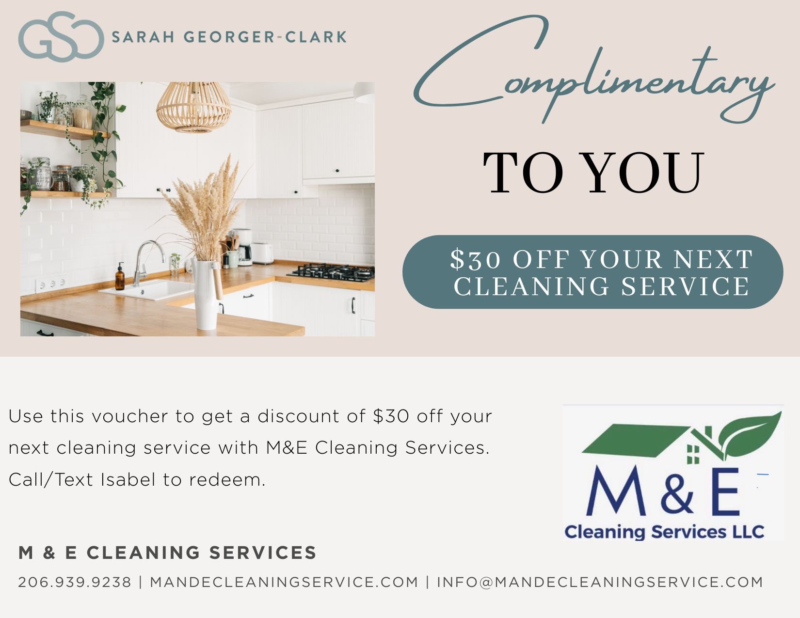 Exclusive Gift: $30 Off Your Next Cleaning with M&amp;E Cleaning Services