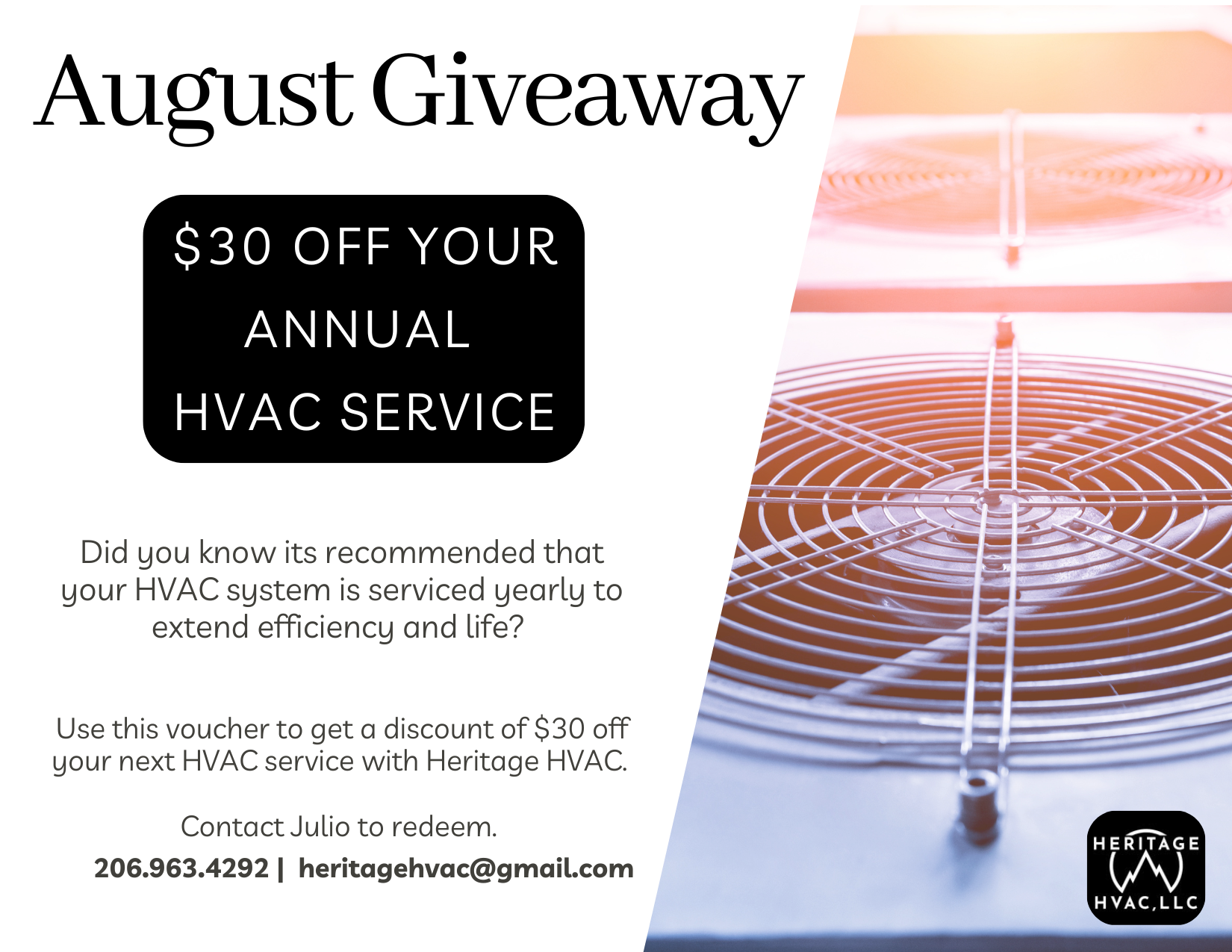 Exclusive Gift: $30 Off Your Annual HVAC Service with Heritage HVAC