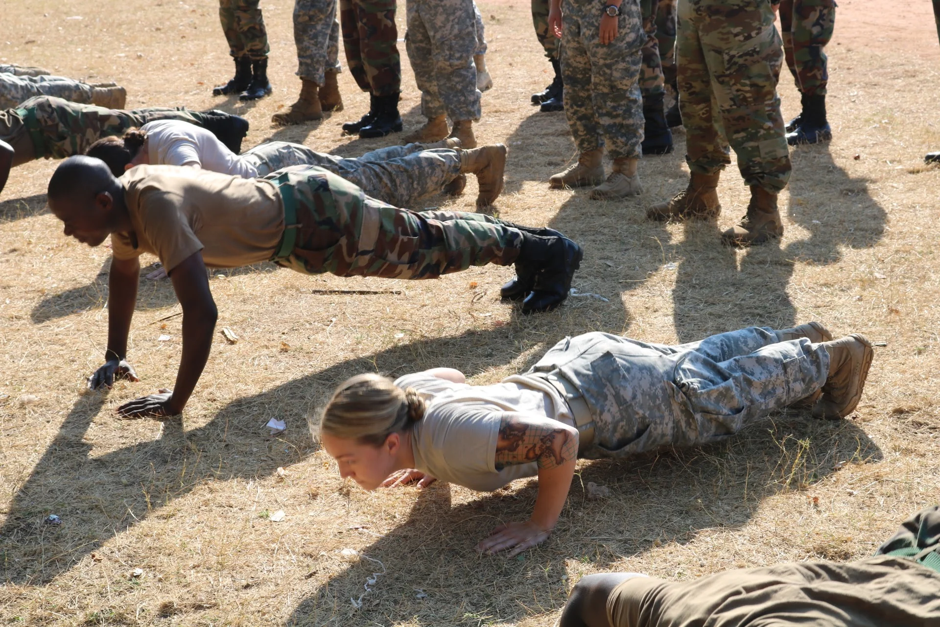 Jamee training in Malawi with the Malawi Defense Force Officer Cadets.
