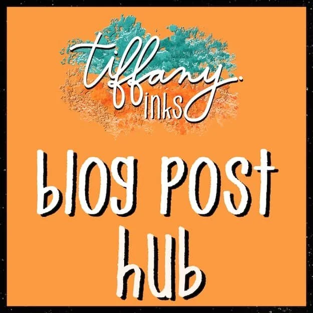 Patricia Tiffany Morris Blog Post Hub Categories. Orange Square with Black outline and Tiffany Inks Studio Logo.