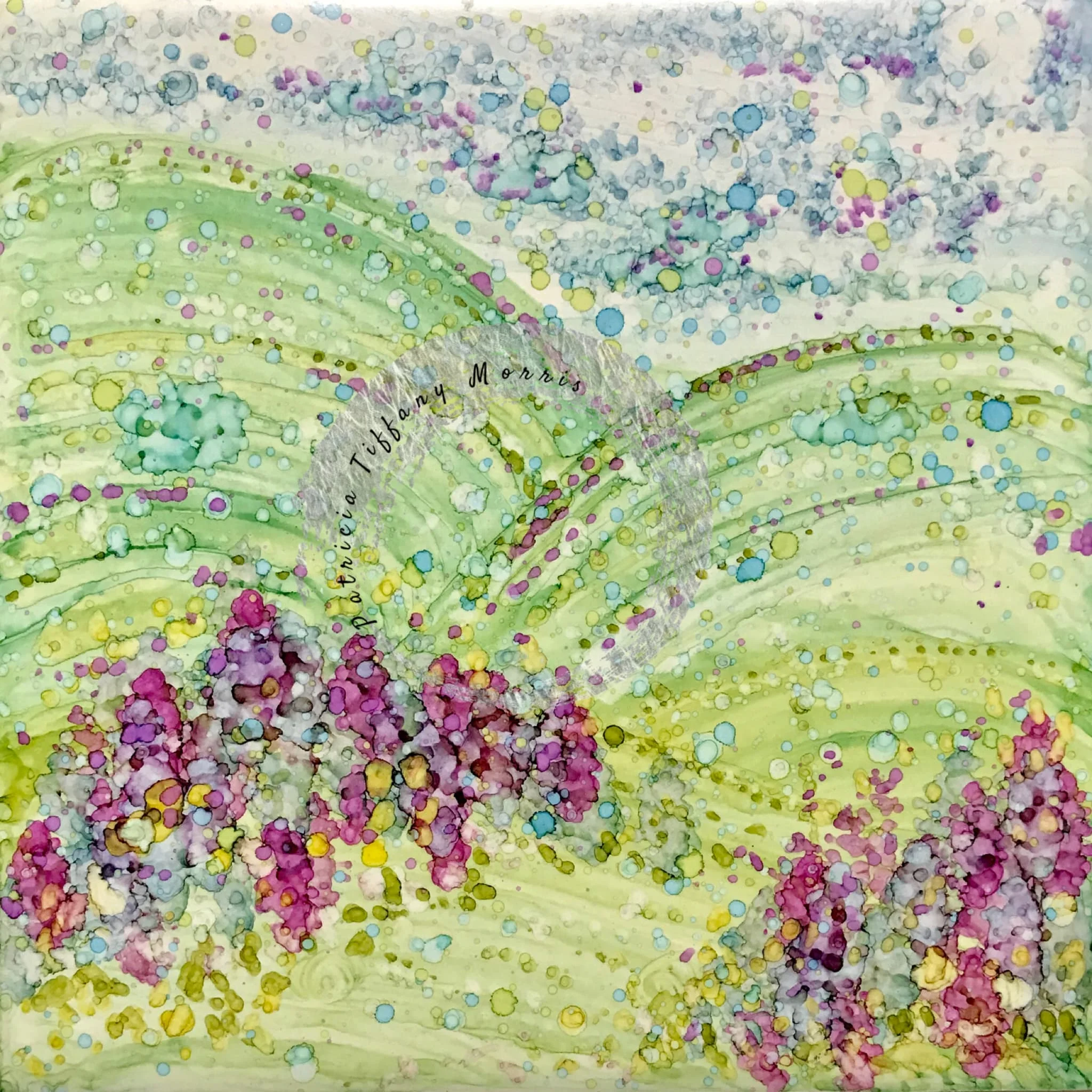 Alcohol Ink Digital Download Art Mountain Wild Flowers A artist patricia tiffany morris
