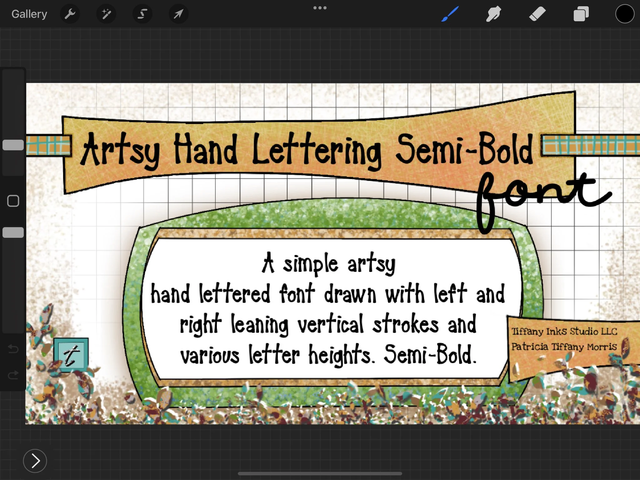 FONT Artsy hand Lettering Semi Bold Font Description ipad SS.jpeg