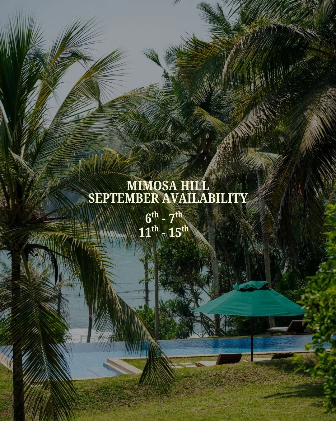 September plans? We still have a few dates open🌴

If a few days in Sri Lanka are on your list, On The Rocks in Unawatuna and Mimosa Hill in Hiriketiya have limited availability this month.

Pick your dates and get in touch with us to book your stay.