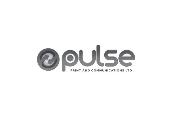 Pulse Print and Communications Ltd logo in grayscale on a white background.