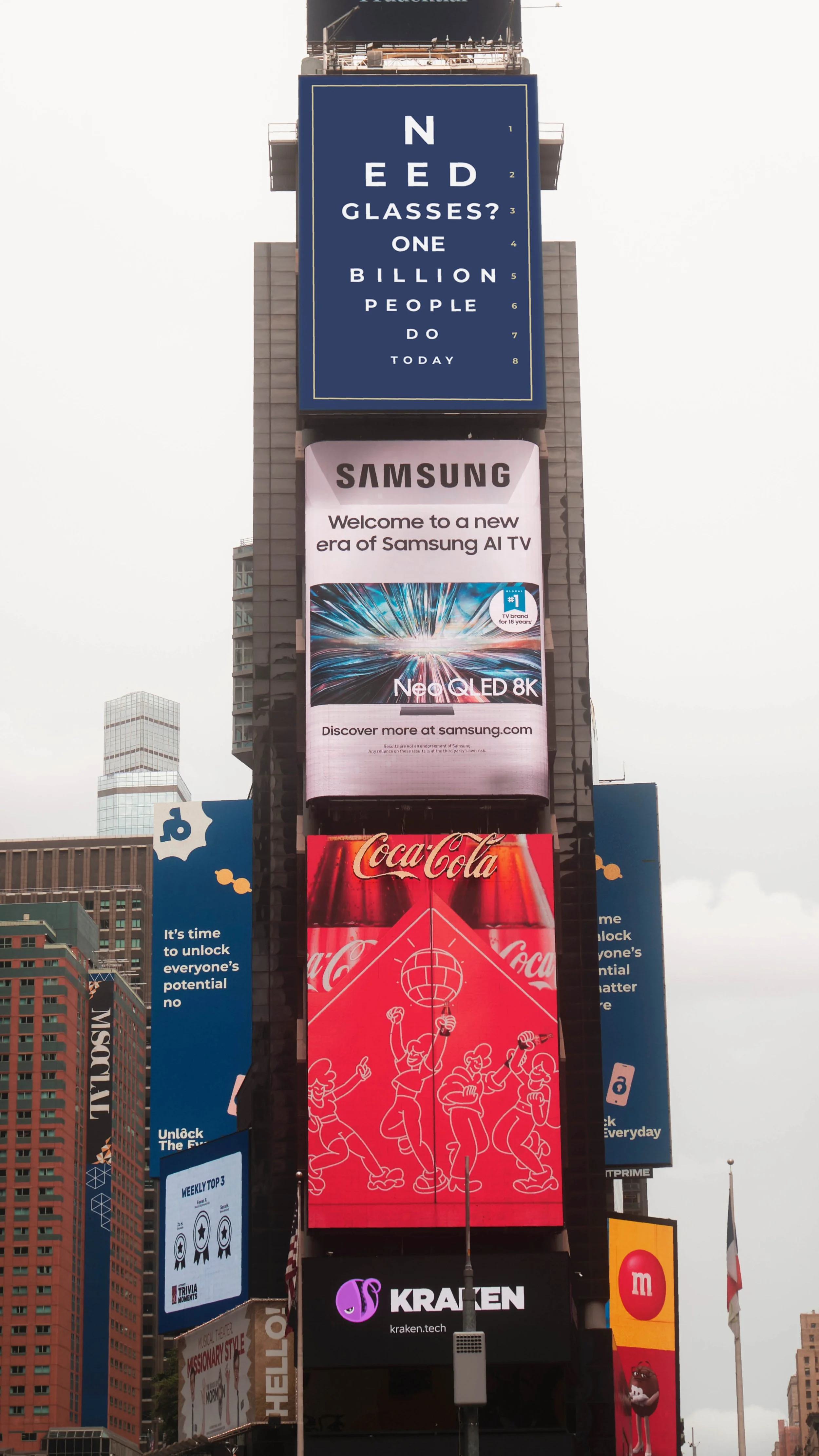 Photos of Unlock The Everyday activation in Times Square NY, Monday 23 September. The photos capture viewers watching the campaign projections on Times Square Billboards.