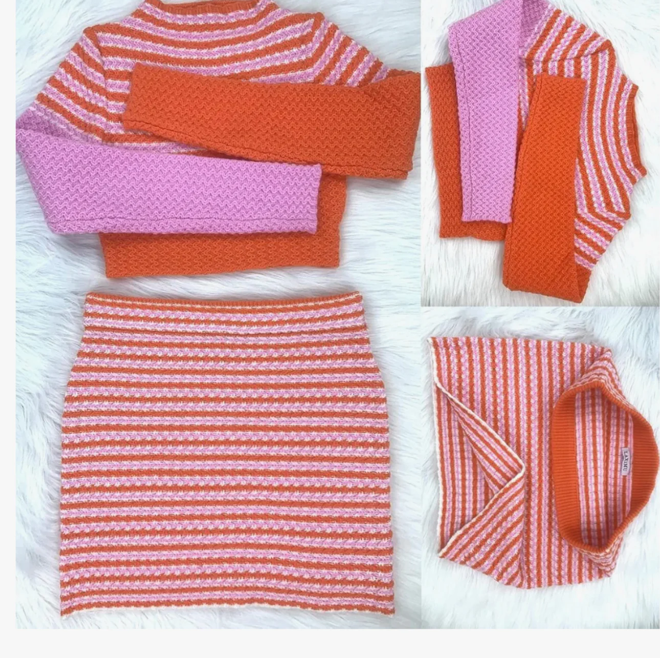 Keylows Pink and Orange Stripe Crop Top and Skirt Set (as worn by Lola Monroe) 2.jpg