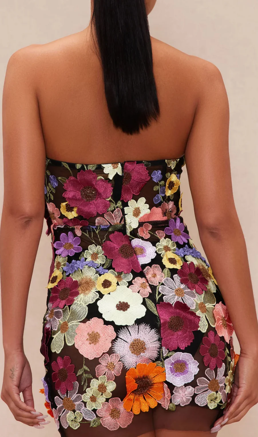 Keylows Strapless Floral Sheer Mini Strapless Dress (as worn by Angela Yee) 3.jpg