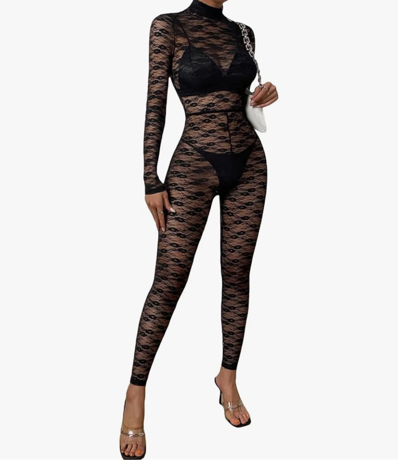 Keylows Sheer Lace Black Catsuit (Similar Style Worn by Sheree) 1.jpg