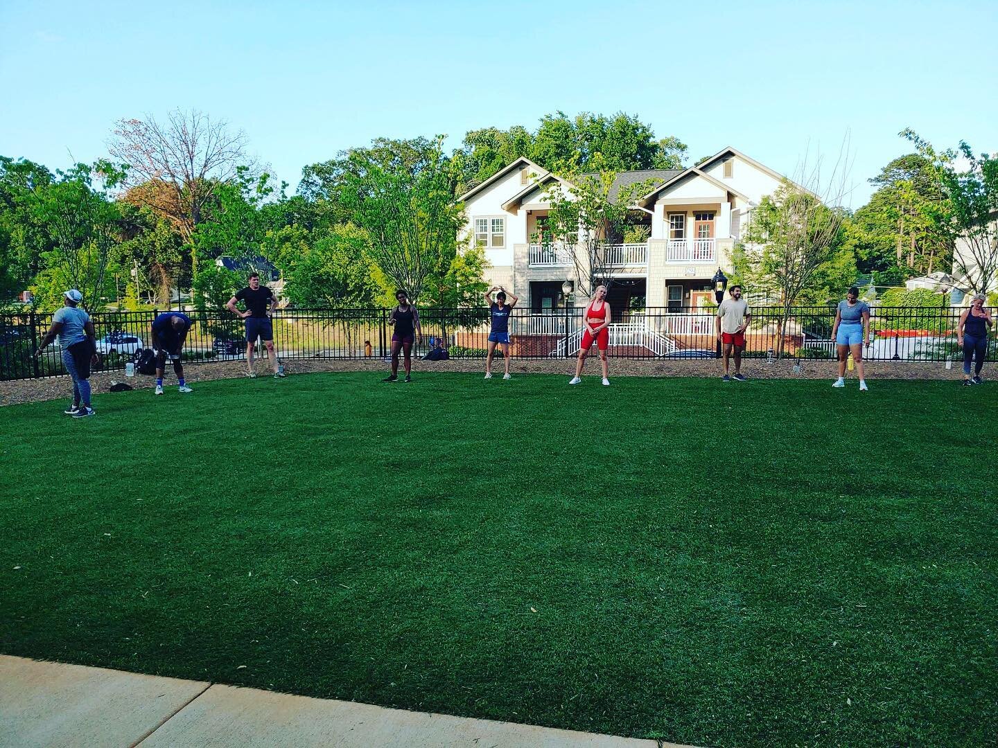 Hiit on the turf @villageatcommonwealth 
.
.
.
.
#framechangers #framechangersfitness #work #workout #fitness #groupfitness #group #trainer #amenity #amenityspace #residentamenity #fullbody #sweat #apartmentliving #hiitworkout #tabata #20sec #arms #a