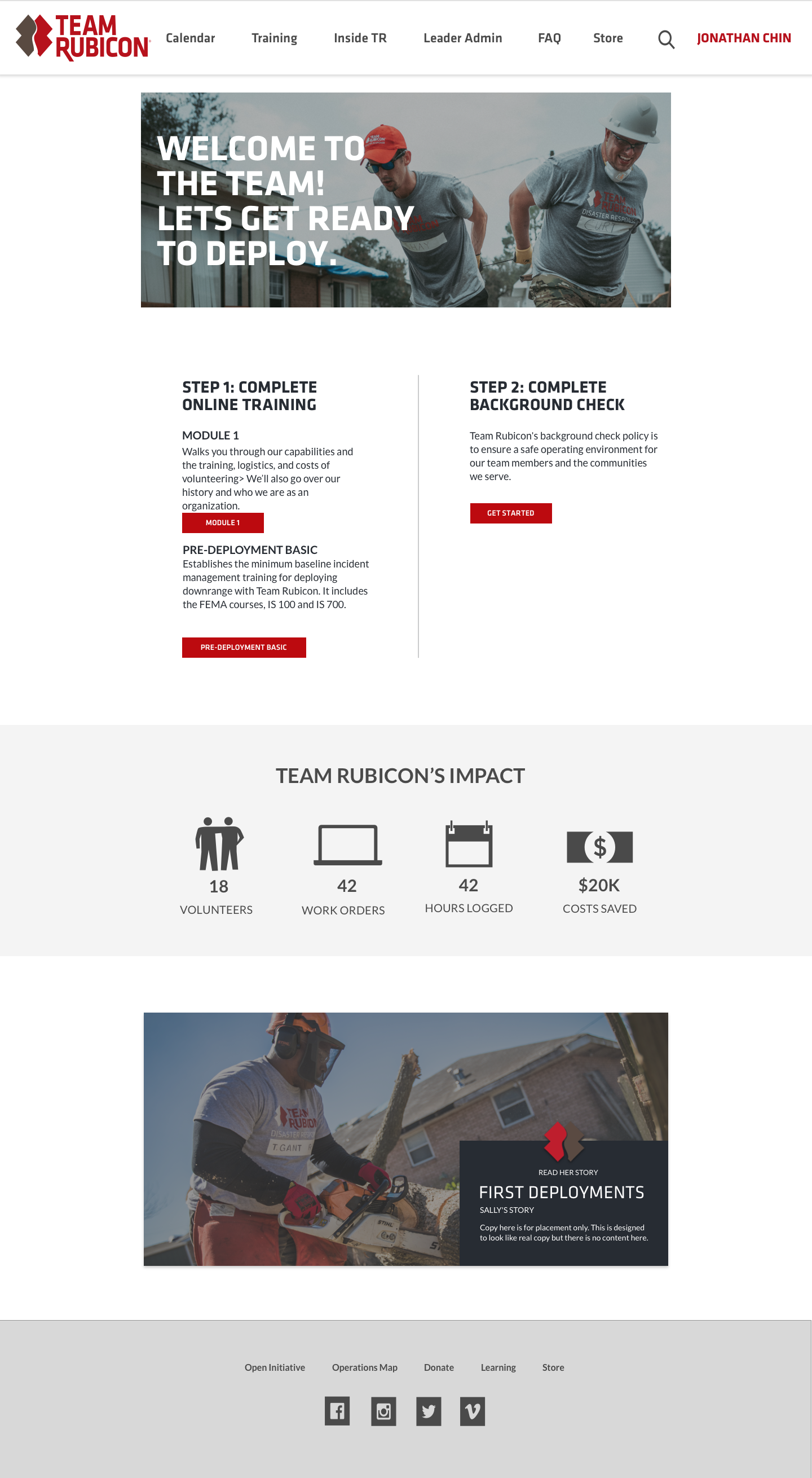 Initial wireframes for ‘Ready to Deploy’ page.