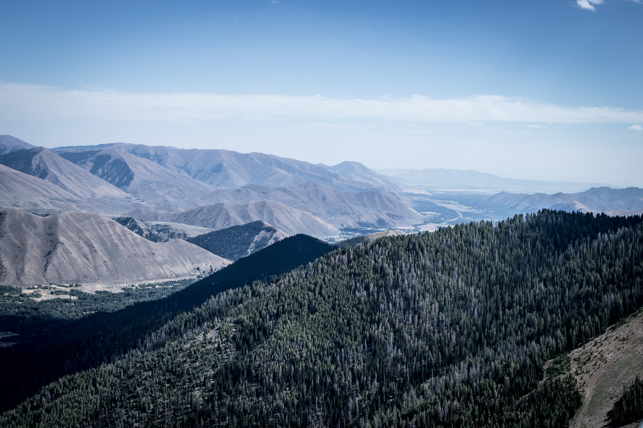 View of the Wood River Valley from the top of Bald Mountain / Sun Valley Ski Resort