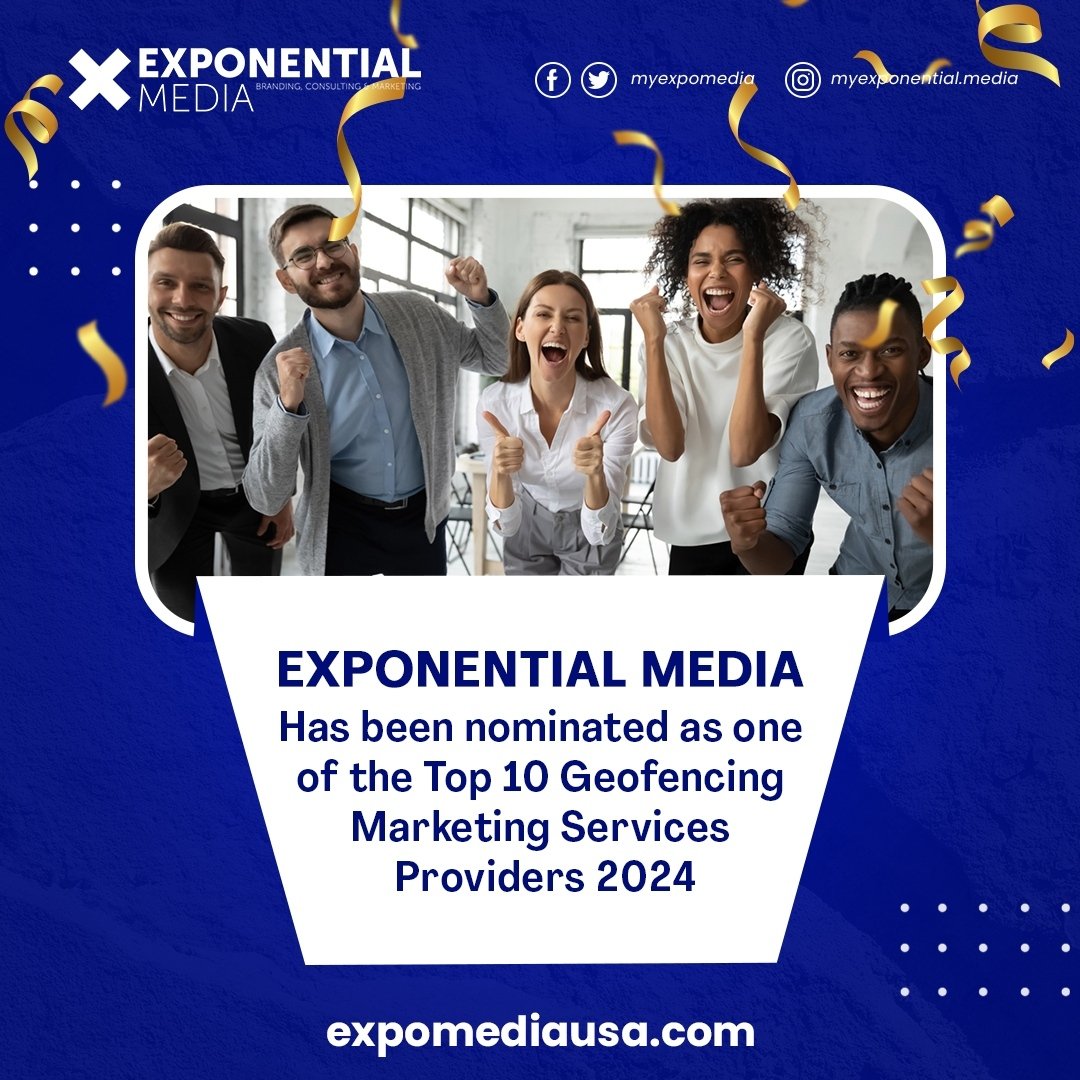 Exponential Media has been named one of the Top 10 Geofencing Marketing Services Providers of 2024! 🌟🚀 

We're thrilled and grateful for this recognition, and we couldn't have achieved this without our amazing team and loyal clients. 

Thank you fo