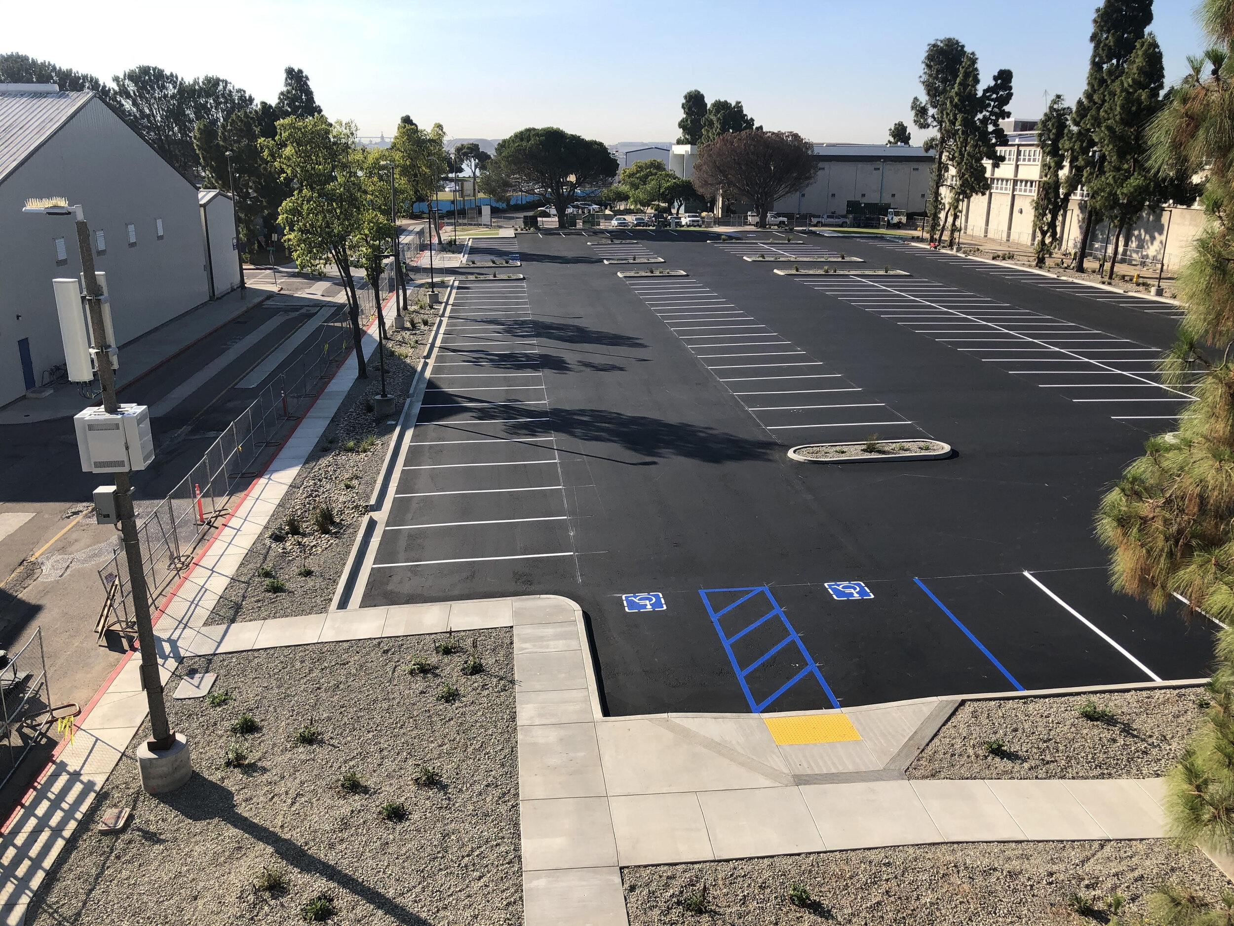  Aerial view of parking lot in Point Loma. 