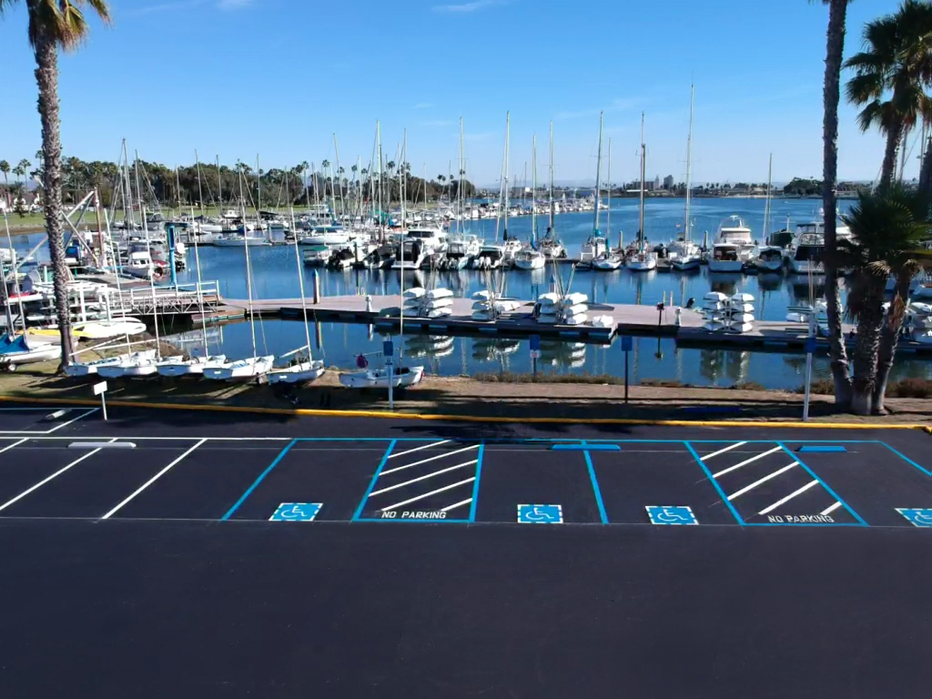  Multiple ADA parking spaces next to the bay at Coronado Yacht Club. 