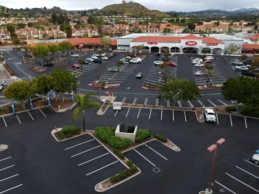  Aerial view of Ralphs parking lot in Rancho San Diego.  