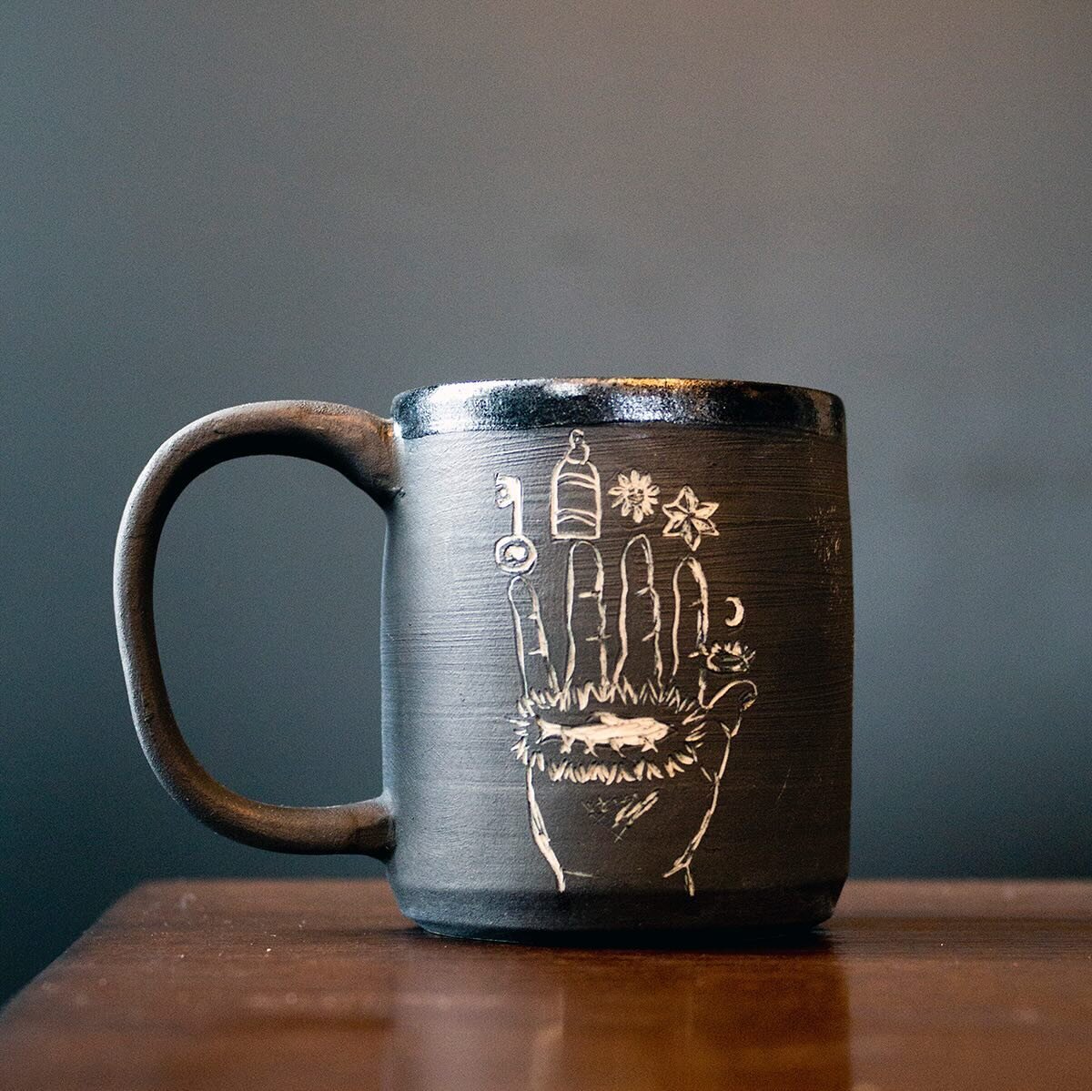 The Philosophers Hand mug. Up now on Etsy. #philosophershand #alchemy #handmadepottery #coffeemug