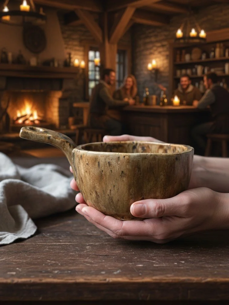 Another pumpkin bowl with different glazing and handle. #ceramics #pumpkinbowl #tavernware #taverncore #rusticpottery