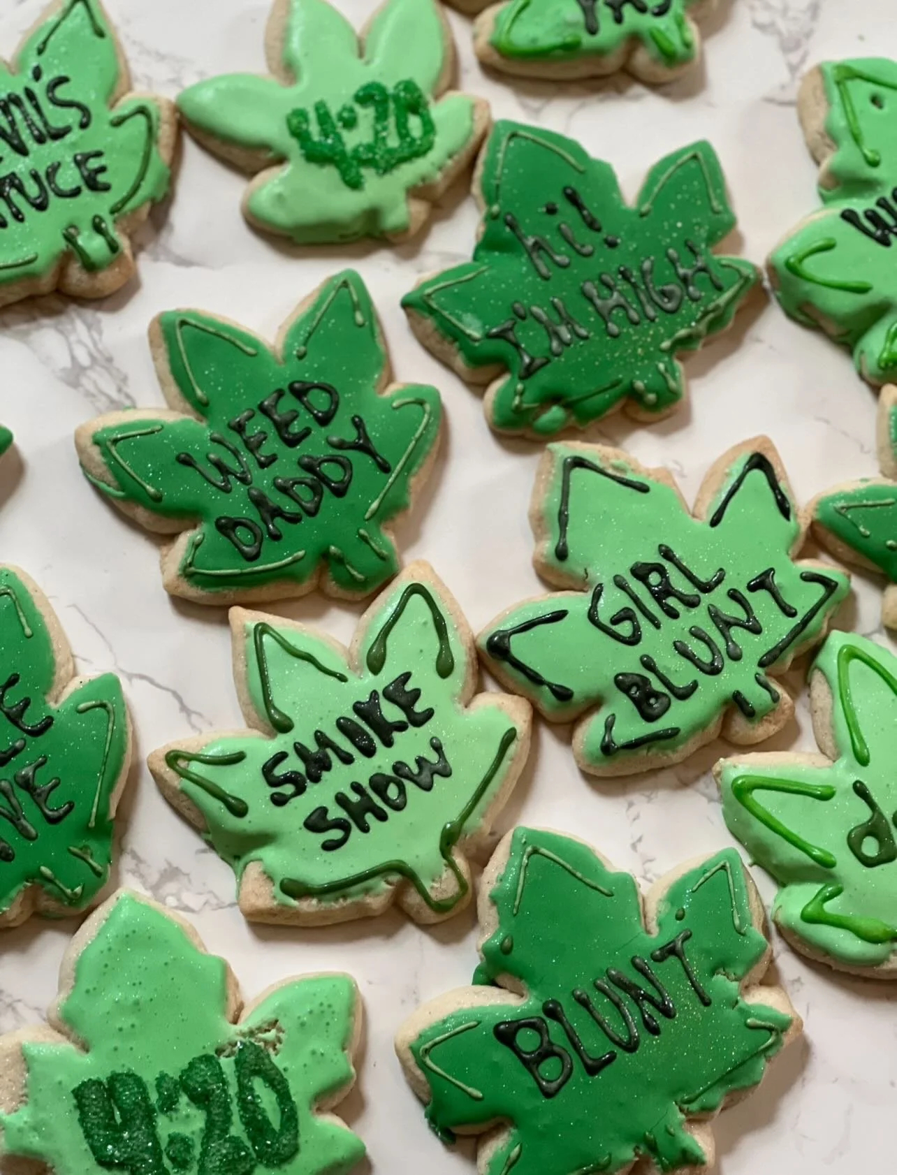 Happy almost 4/20! ⁣
⁣
These are a throw back to last year&rsquo;s celebration at the shop. These cut out cookies were such a hit! Truly one of my very favorite holidays to celebrate with you all.⁣
⁣
For the holiday this year we are offering a flash 