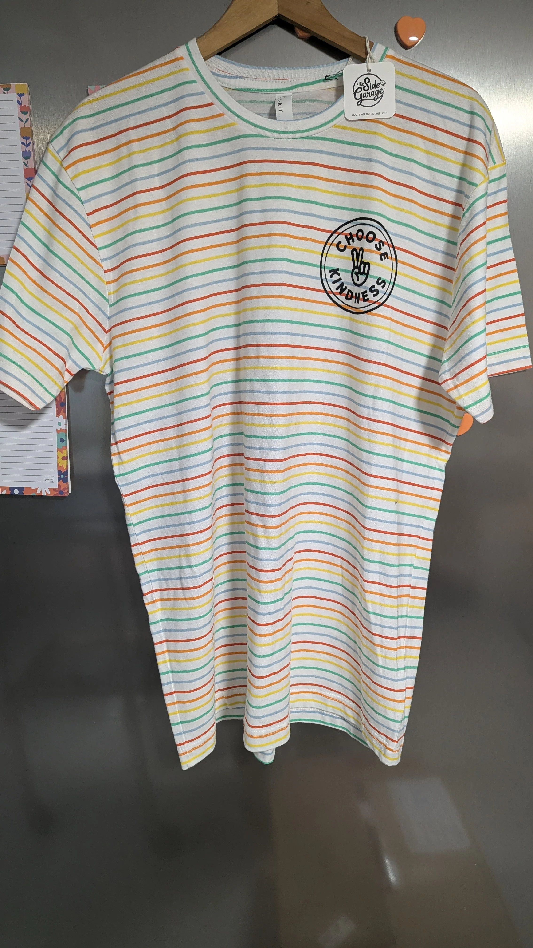 Rainbow Striped "Choose Kindness" Peace Sign TShirt