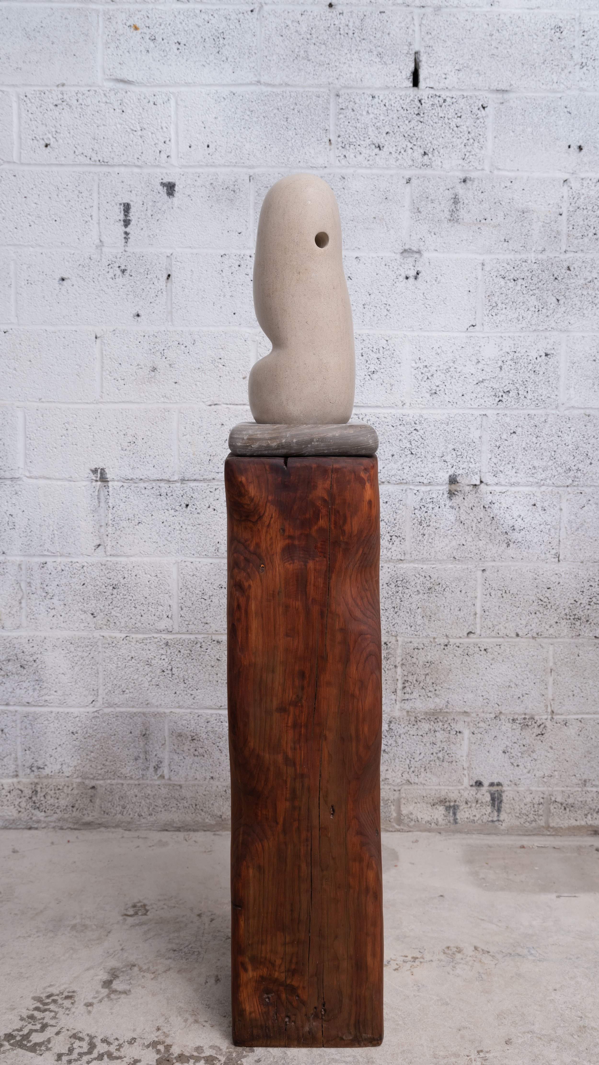   Wiggle Needs , 2023 Limestone and wood 63 x 11 x 11 inches&nbsp; 