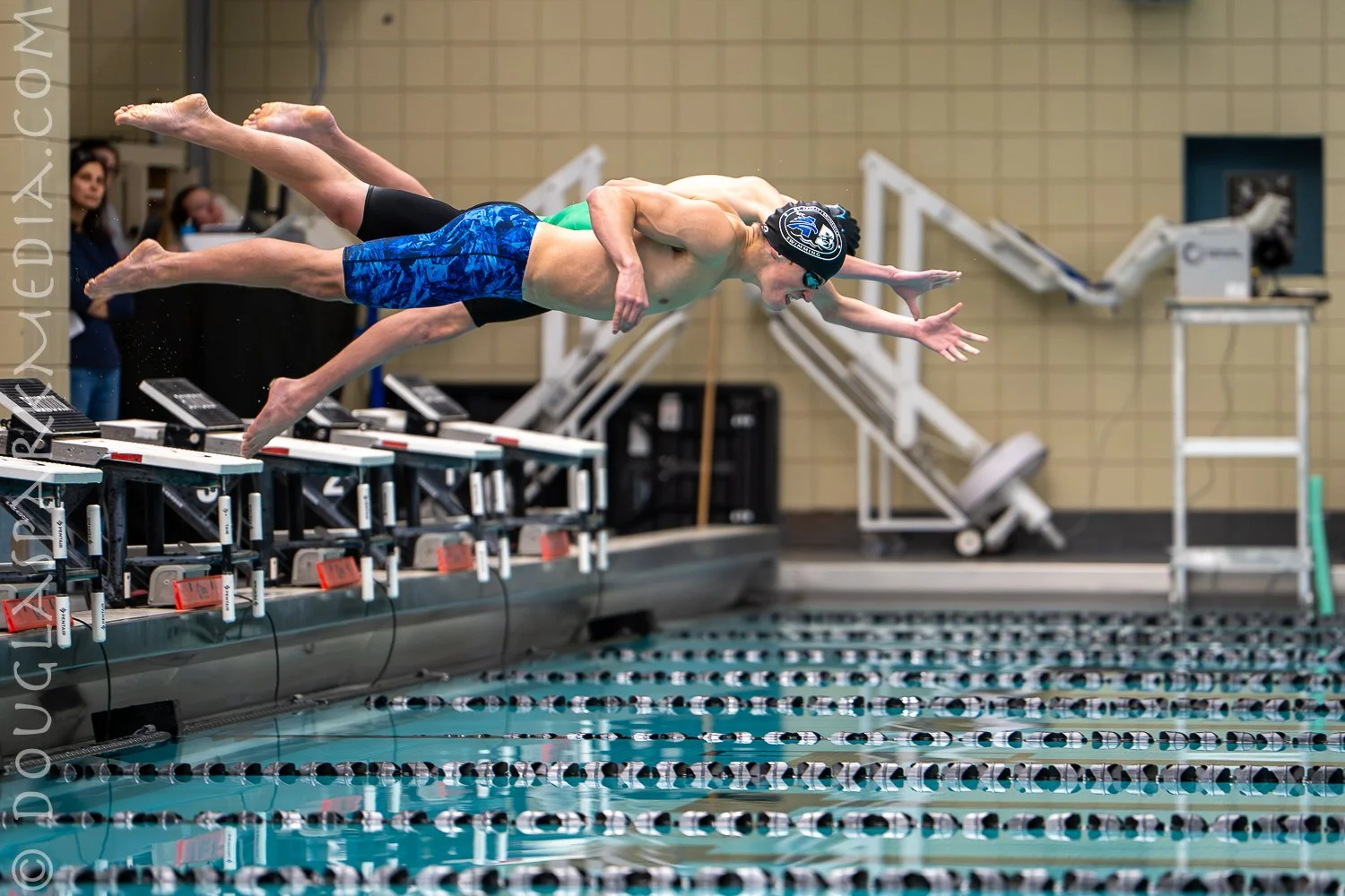  A swimmer from the Mt.Ararat Brunswick Coop team takes to the water in a 2026 meet.