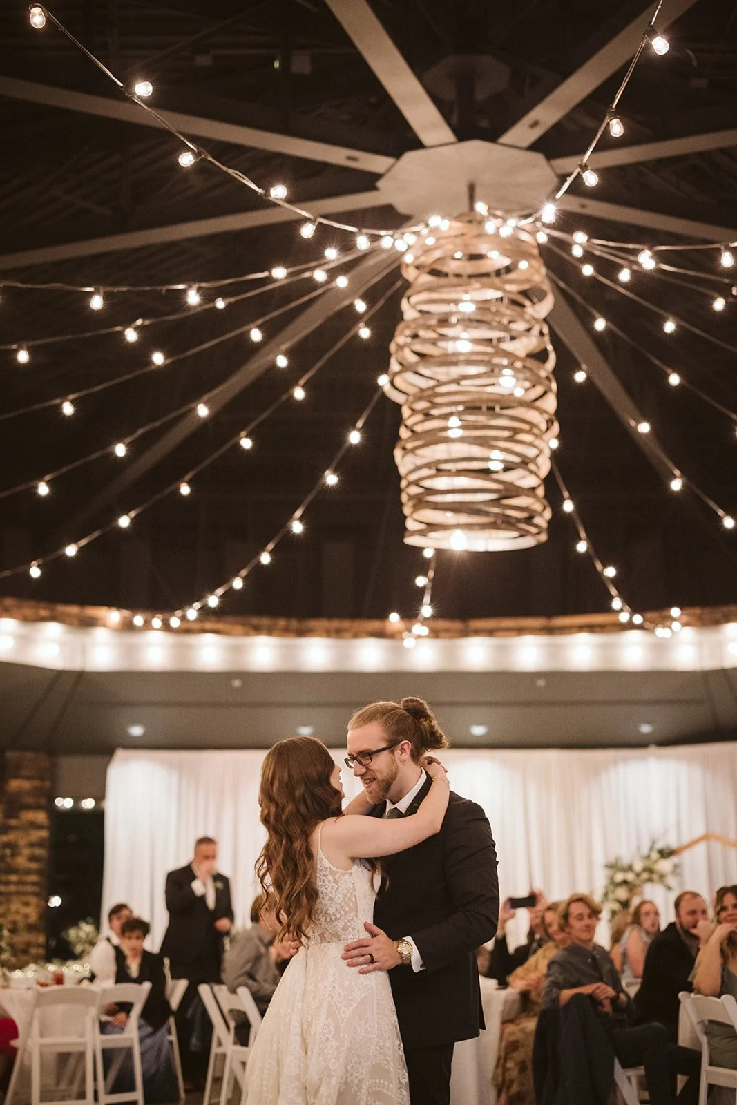 bistro lighting wedding reception