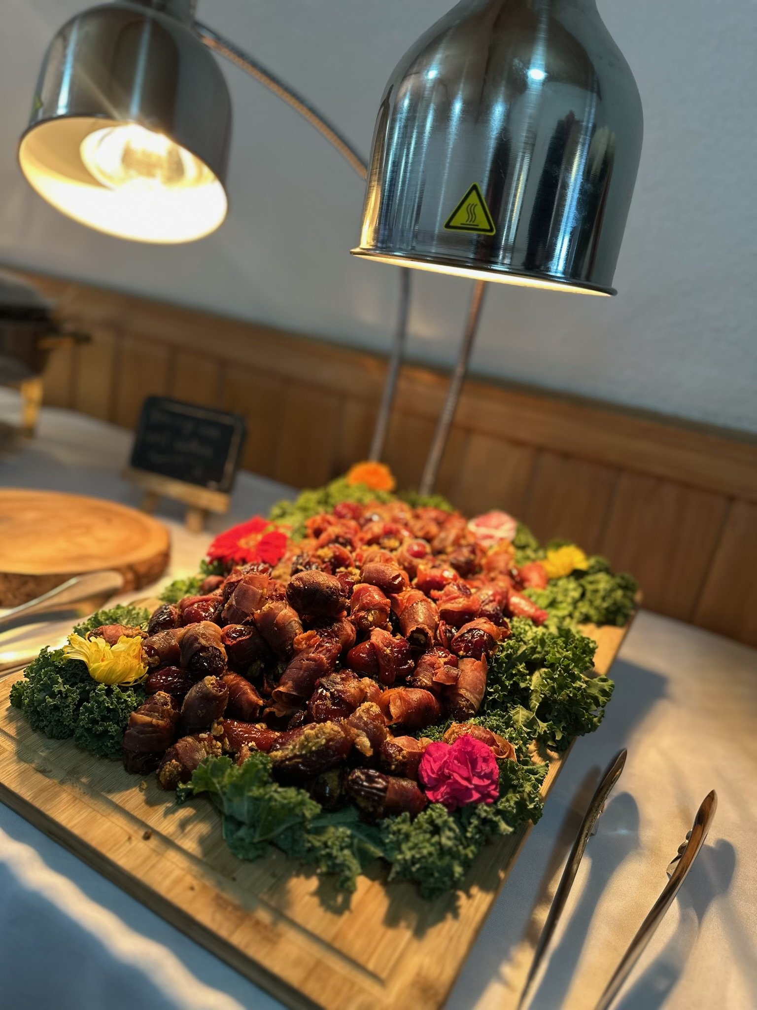  Goat Cheese, Pecan &amp; Spiced Honey Dates Wrapped in Prosciutto  