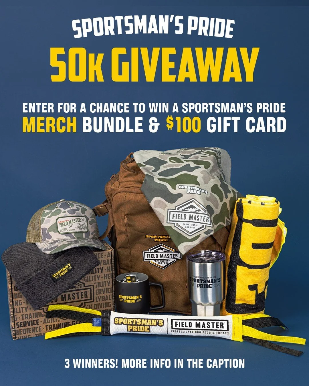To celebrate 50k followers, we're giving away a Sportsman's Pride merch bundle + $100 gift card to 1 lucky winner! To enter: 
- Follow @Sportsmans_Pride 
- Tag a friend! 

Two runner-ups will receive a Sportsman's Pride merch box! 

Open to U.S. resi