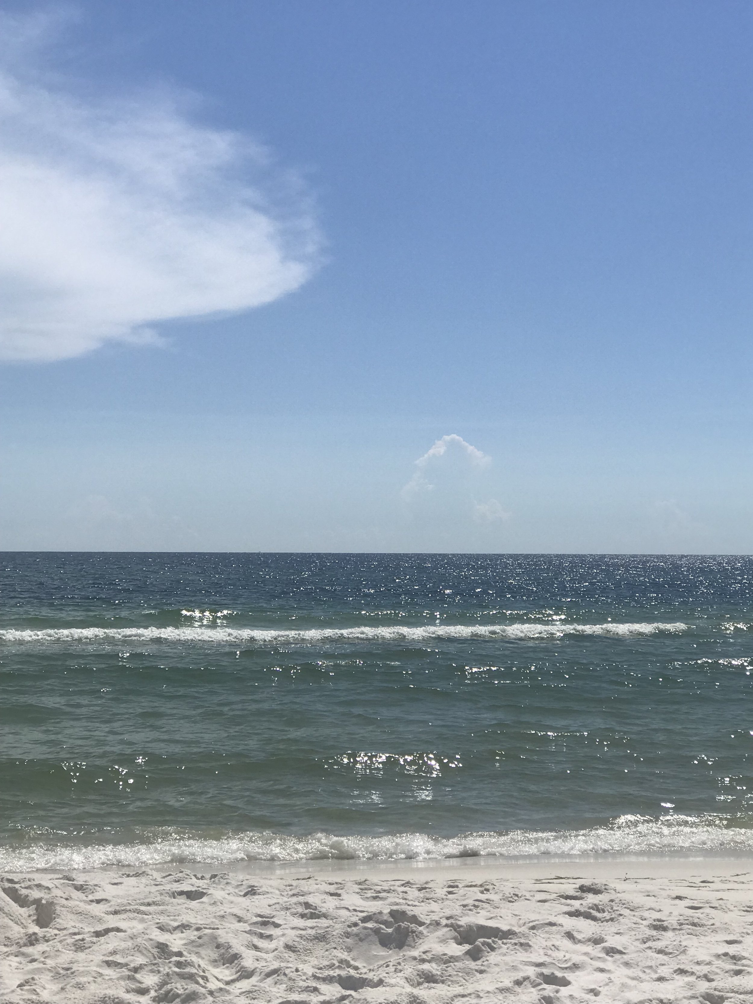 Skyline photo of ocean and beach.