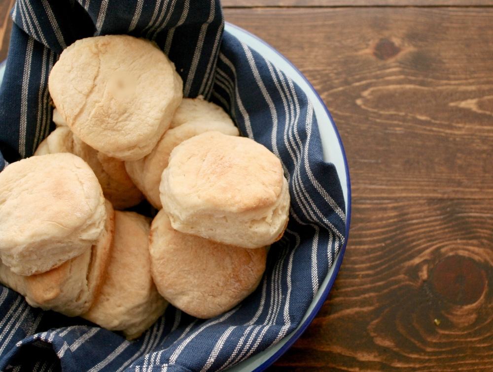 Homemade from scratch biscuits. No whopping on the counter!