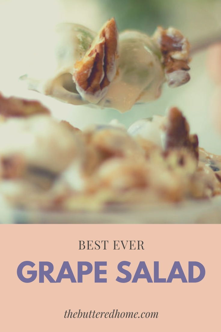 Best Ever Grape Salad. An unexpected surprise of tangy and sweet. This creamy salad is filled with green and red grape goodness. Sweetened with a creamy pudding and cream as well as the crunch of pecans and brown sugar.