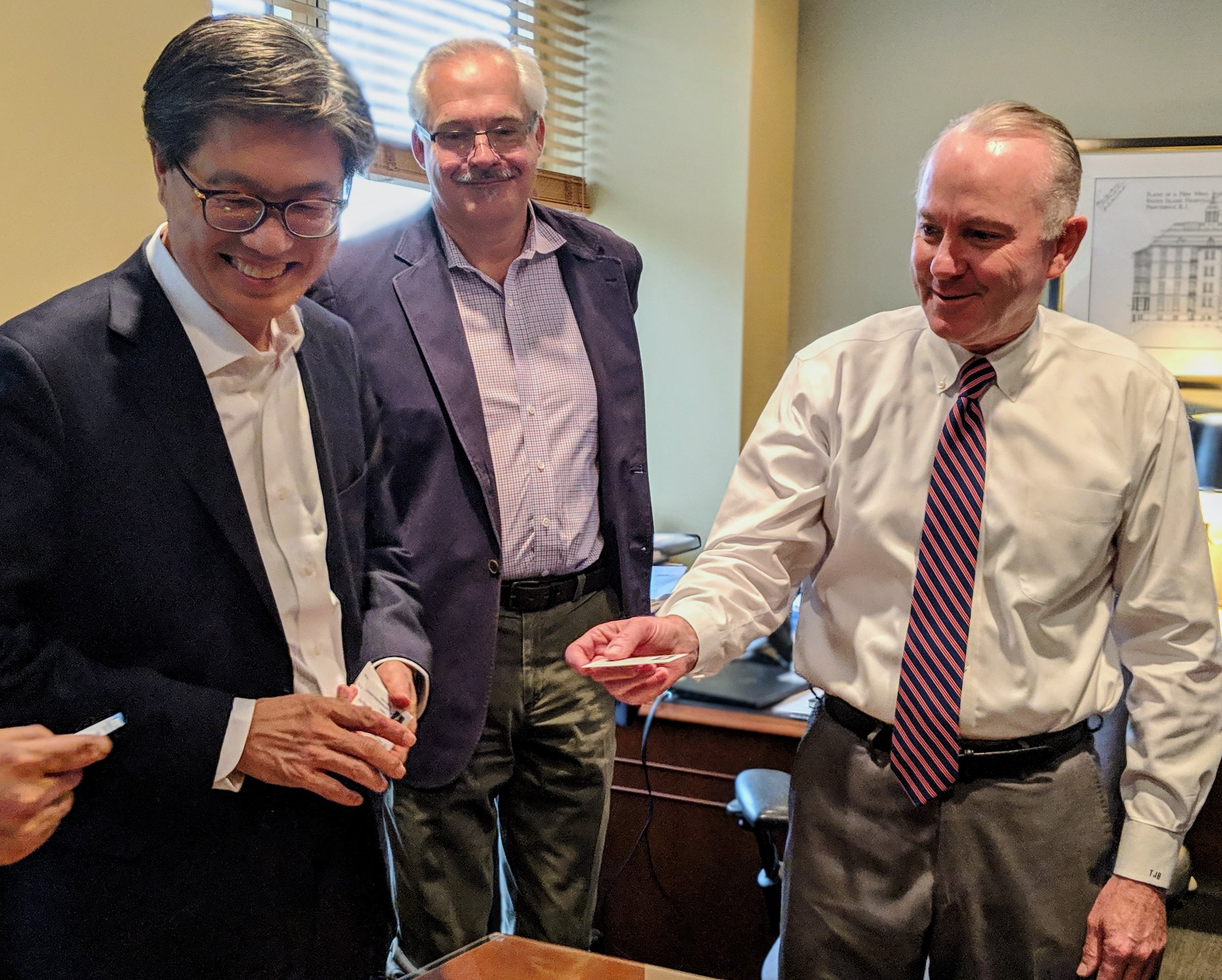 Deog-Seong Oh, Ph.D., President of Chungnam National University, Aidan Petrie, NEMIC Managing Partner, and Timothy Babineau, MD, President of Lifespan Health System