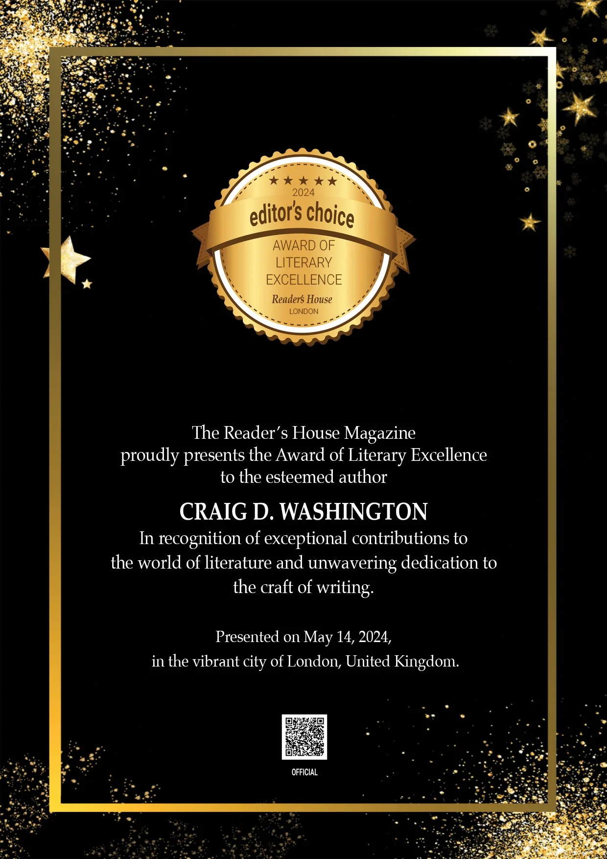 Craig D. Washington's Exclusive Feature in Reader's House Magazine
