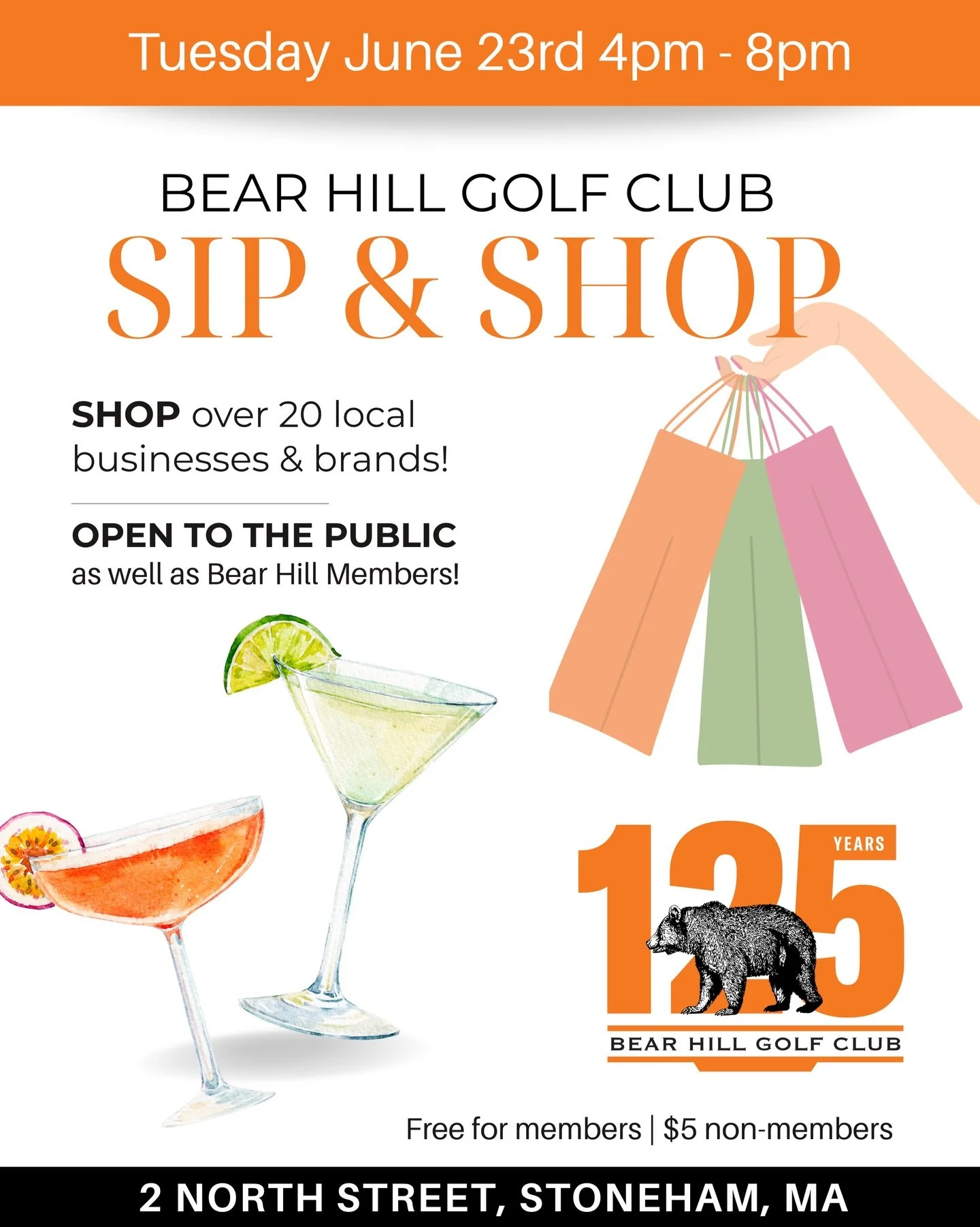 Join us for the Bear Hill Golf Club Sip &amp; Shop &mdash; OPEN TO THE PUBLIC&mdash;an evening of shopping, cocktails, and community featuring over 20 local artisans, makers, and small brands.
Browse a thoughtfully curated mix of fashion, jewelry, ho