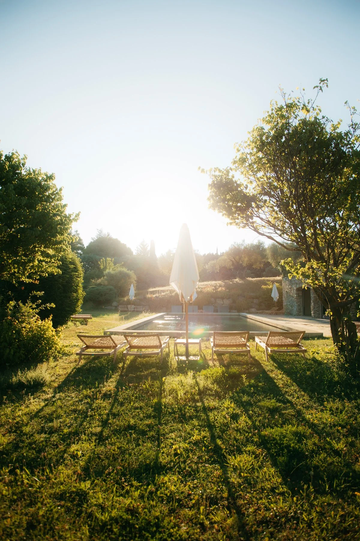 Pool at Le Galinier Lourmarin Hotel in June