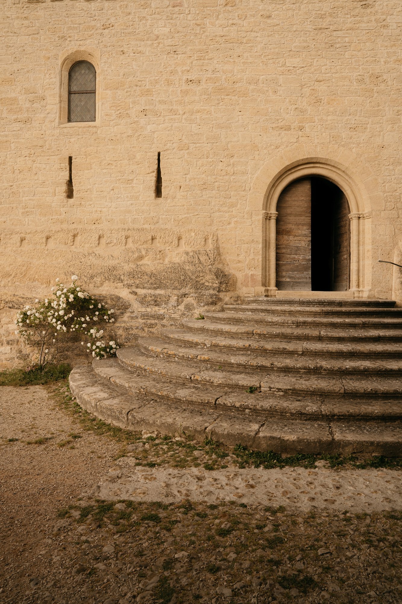 Ansouis Church stone steps entrance provence