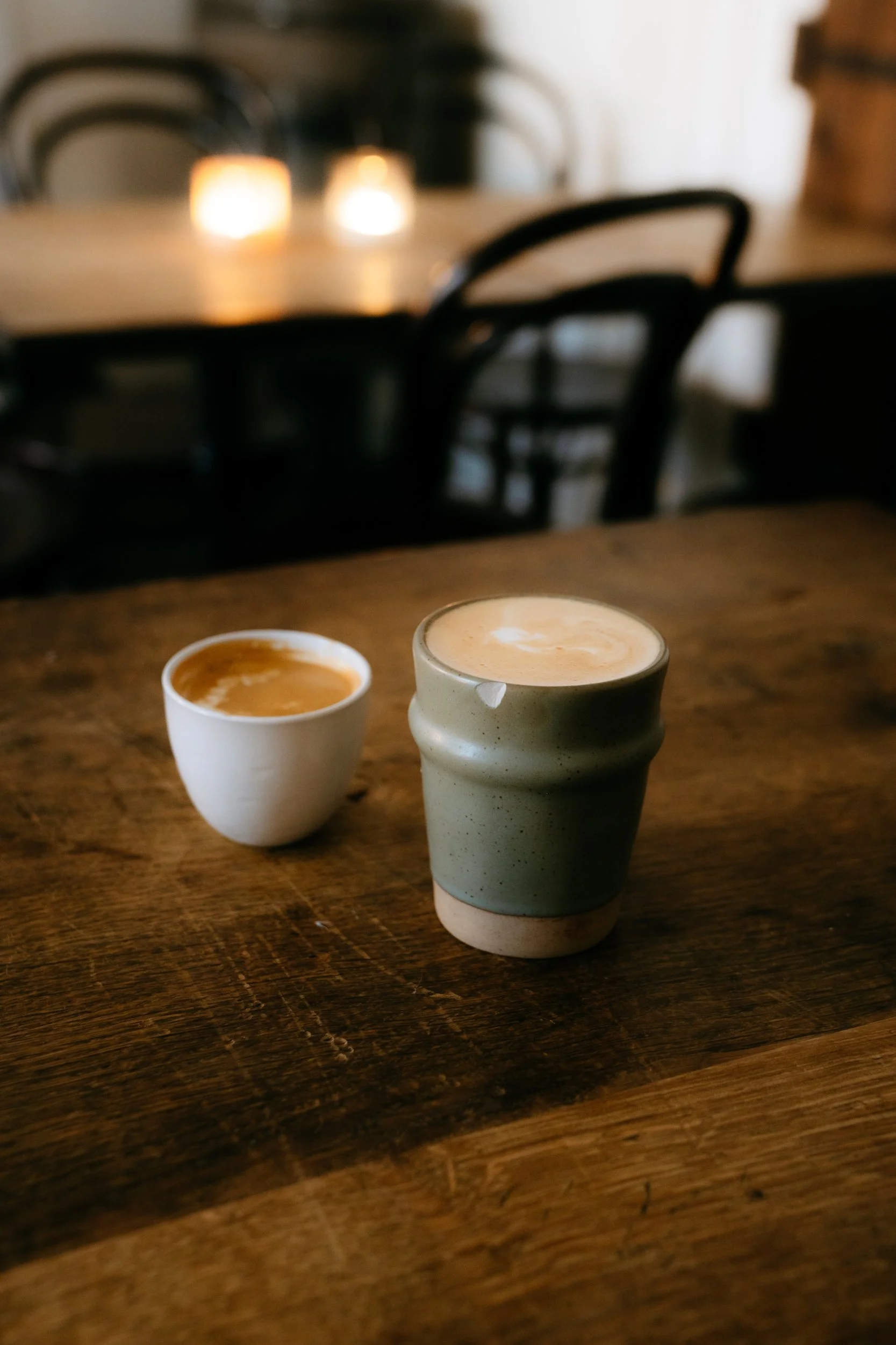 Latte and Cortado at Kompa9 Cafe in Copenhagen