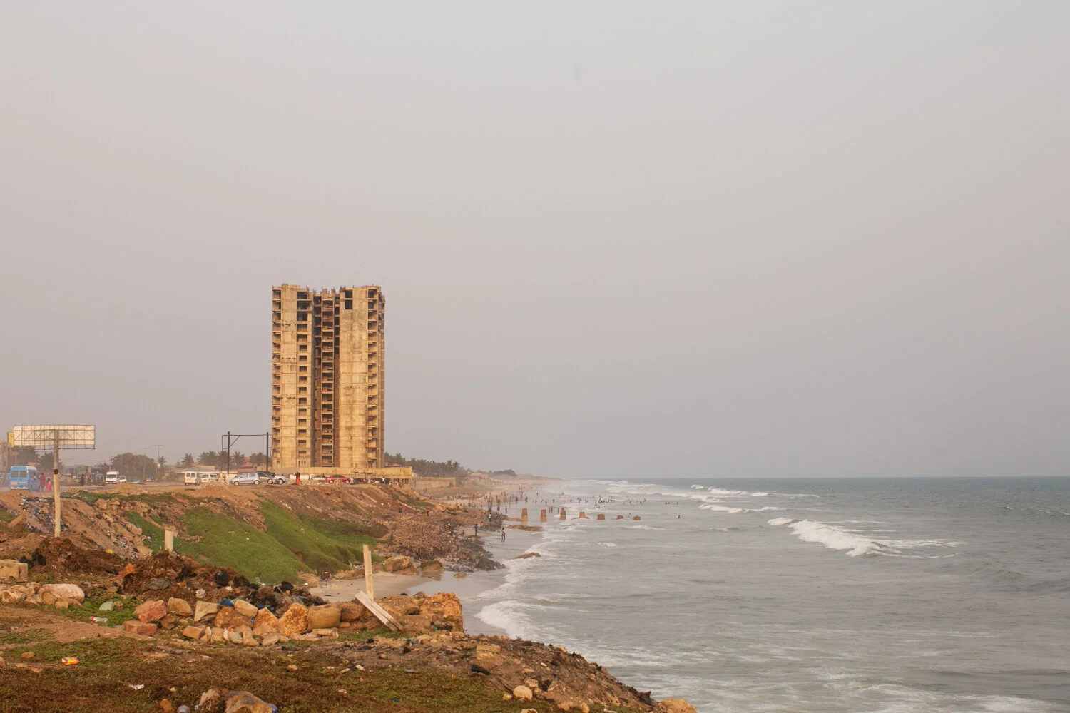 Labadi beach with abandoned tower 31 Jan 21.jpg