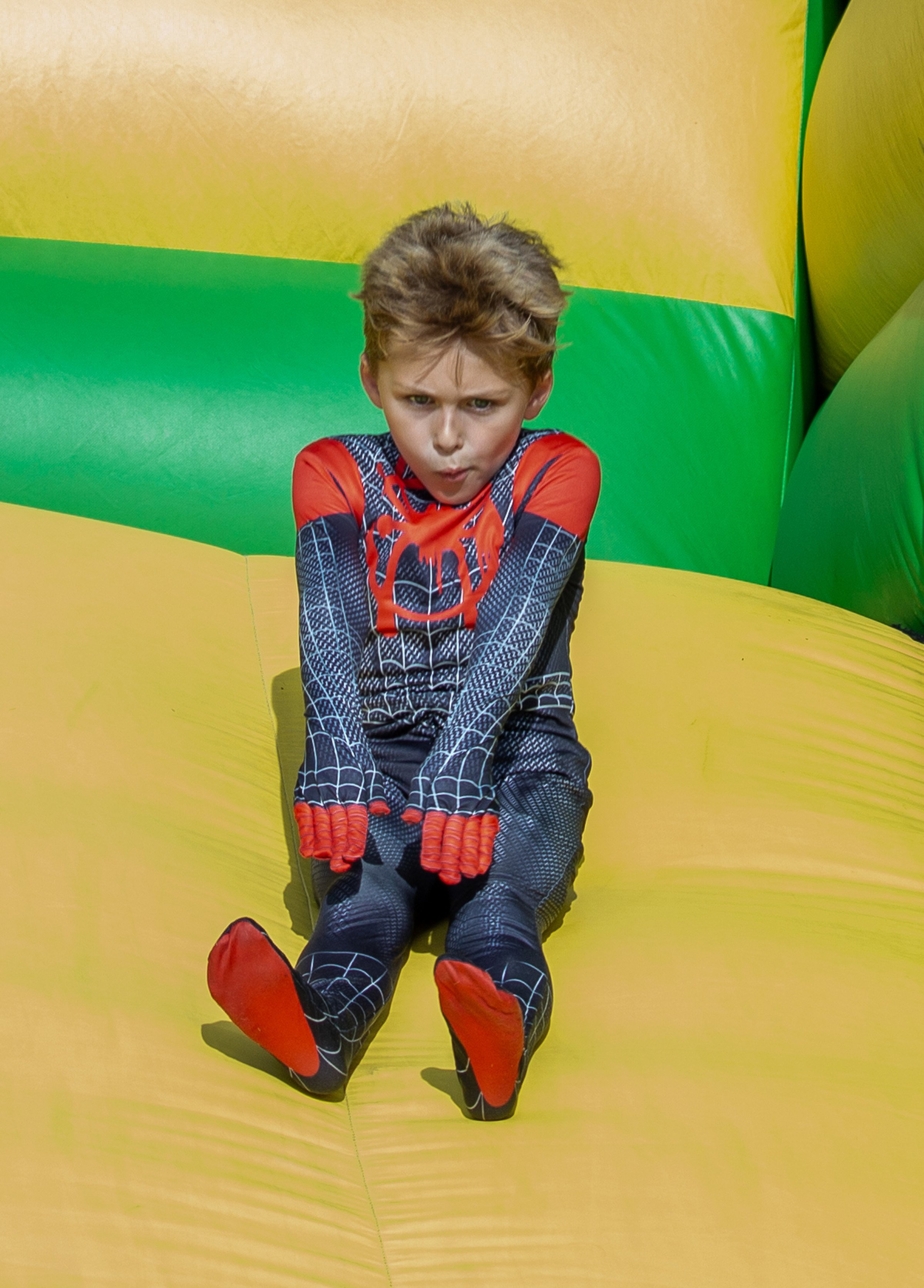 Spiderman Silly Face on Inflatable Slide.jpg