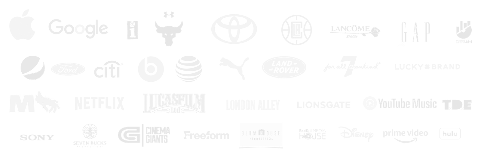 Brands CRBN's team has shot for, including Apple, Google, Under Armour, Toyota, Beats, Netflix, Lucasfilm, YouTube Music, Sony, Disney, Prime Video and Hulu