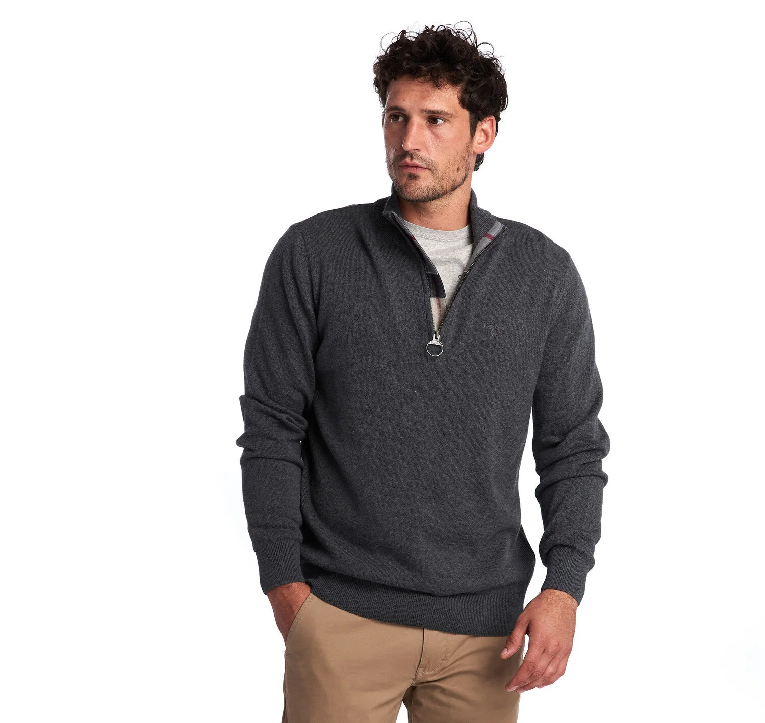 Barbour Mens Cotton Half Zip Sweater 