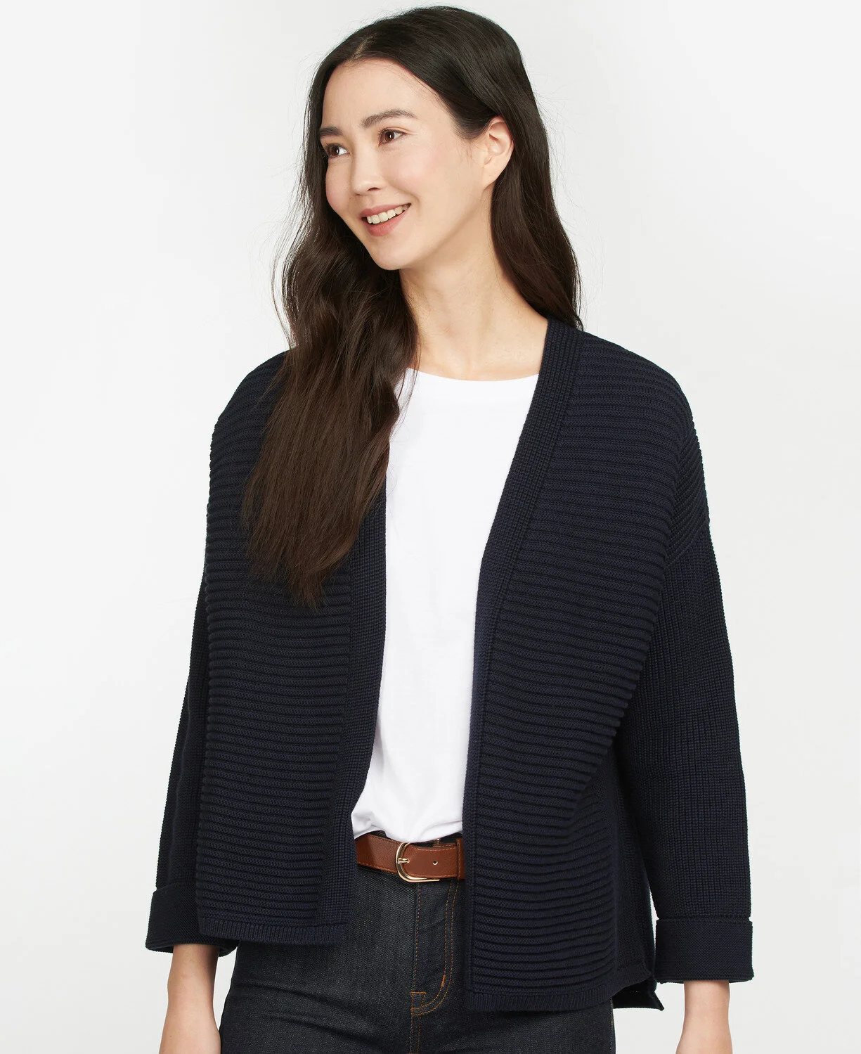 Barbour Stitch Guernsey Cardigan - Navy — Vaughan Davies