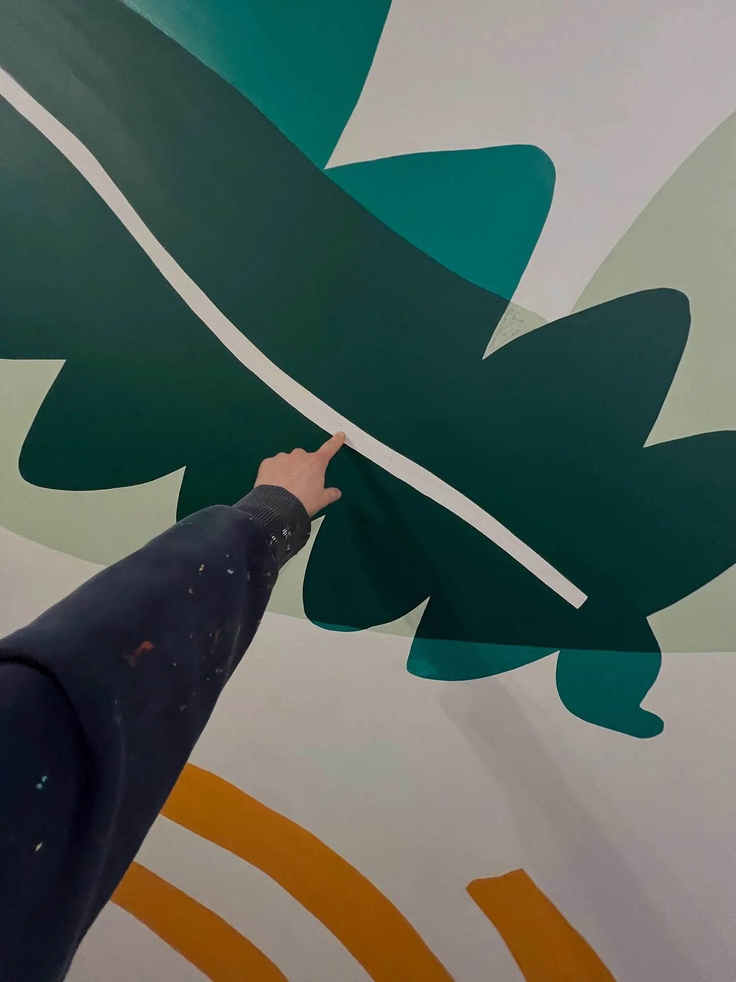 Been loving painting this lush smooth wall. Soon to be finished for @dbs_institute open day this Saturday. What a pleasure it&rsquo;s been to transform this corridor of sound into a nature, sonic, abstract canvas. And I&rsquo;ve loved listening to th
