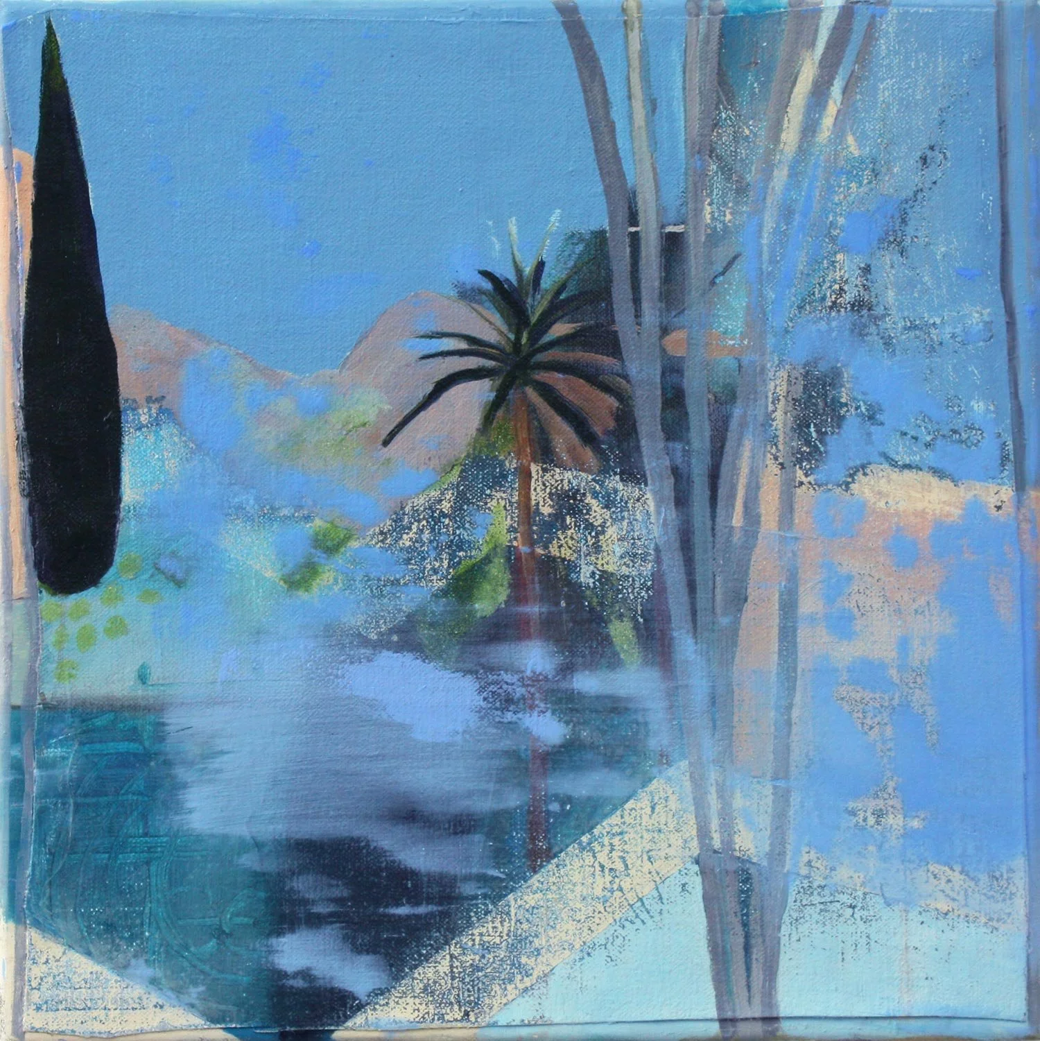 Water and tree forms moving