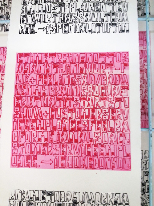 Silkscreened page from Whess’ new project