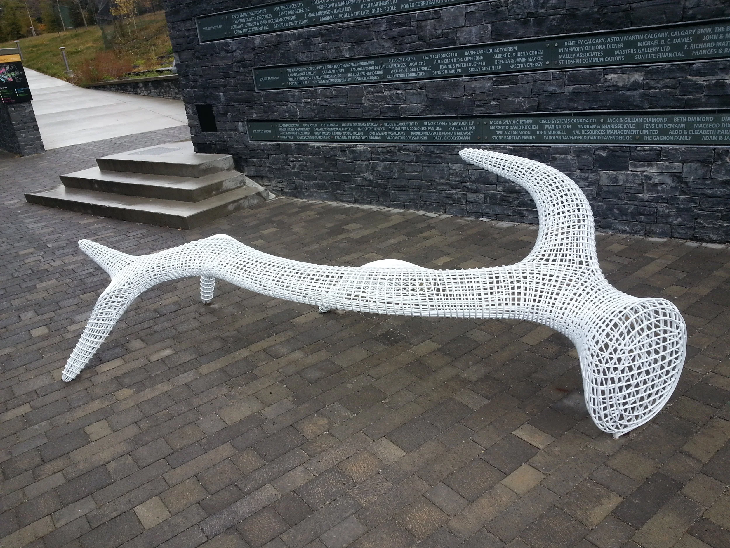 I am obsessed with these sculptures, which are also benches. Brian Jungen, The ghosts on top of my head.